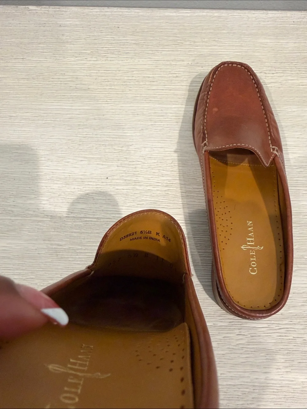 Cole Haan Chestnut Brown Leather Slip-On Mule Loafers